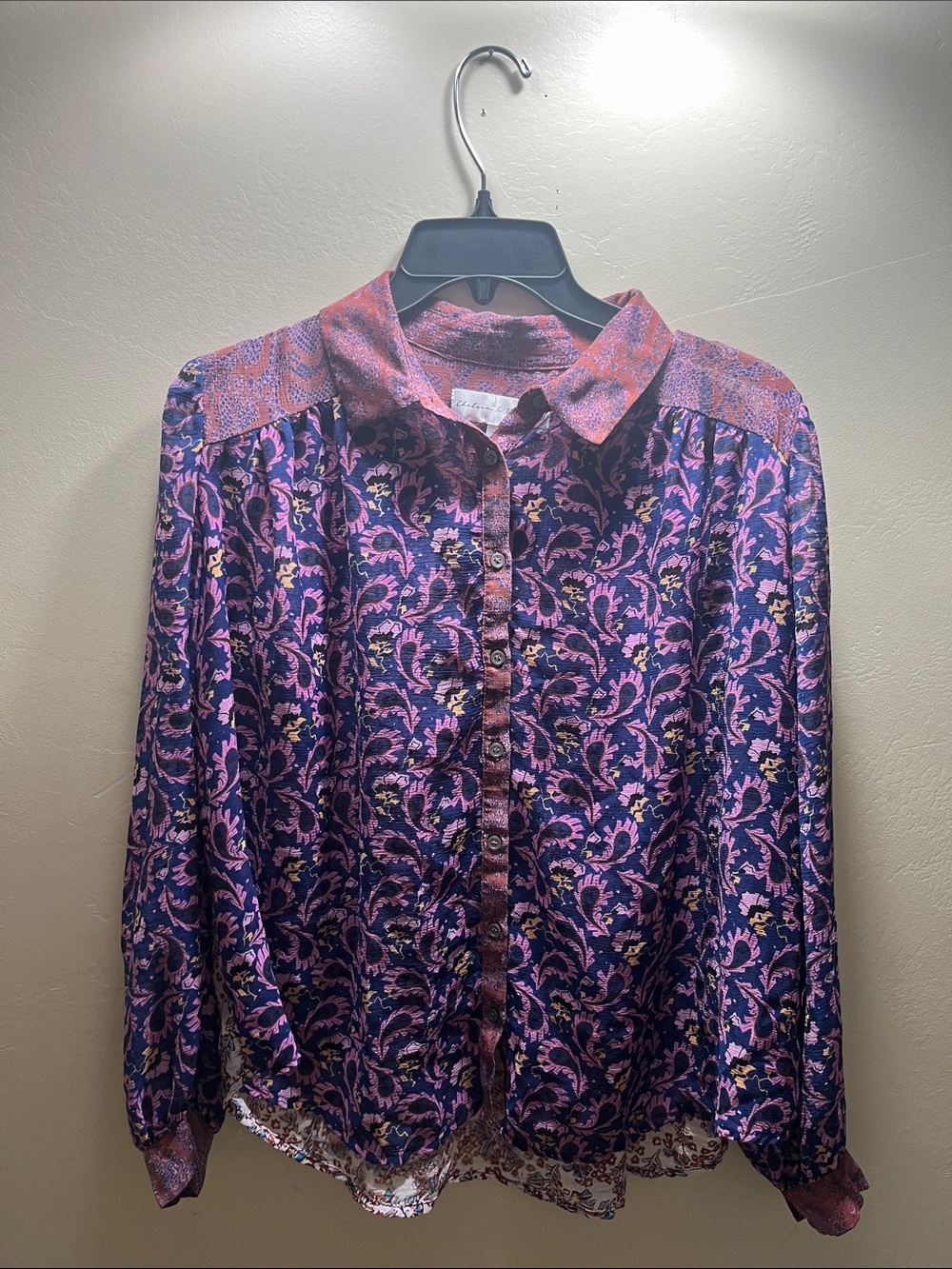 Chelsea & Theodore Purple Floral Button-Down Shirt